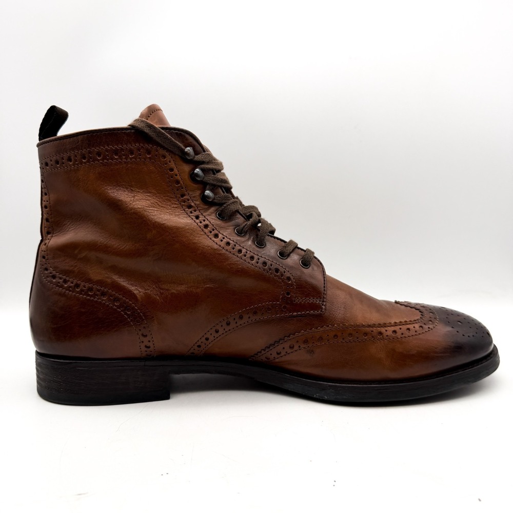 TO BOOT NEW YORK Ankle Boots Shoes Ombre Brown Wingtip Leather ITALY Size 10.5 - Picture 4 of 10
